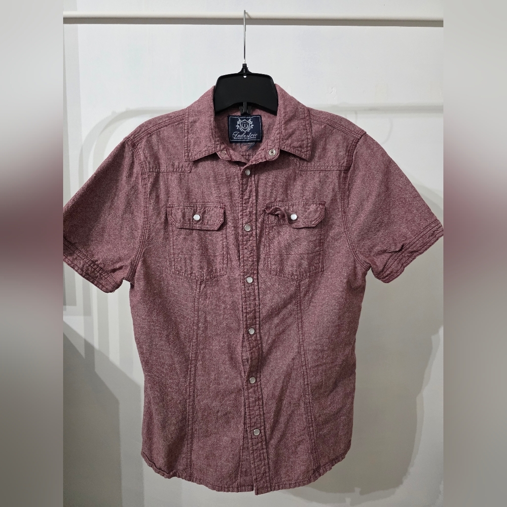 Casual Maroon Button Down Shirt for Men